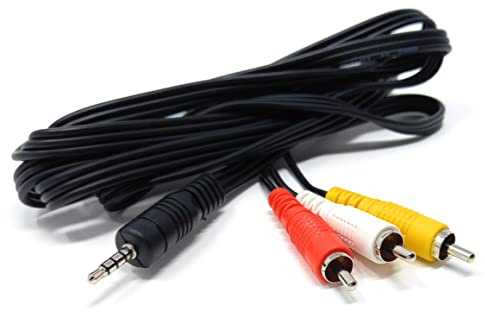 DRUT 2m 3.5mm 4 Pole Jack Plug to 3 x RCA Phono Composite Audio Video AV | Durable, reliable connectors. No drivers needed, plug & play. Great for camcorders, digital cameras, and AV capture devices.