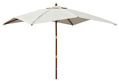 vidaXL Ombrellone da Giardino con Palo in Legno Sabbia 300x300x273 cm