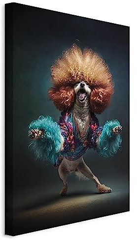 murando - Akustikbild Hund lustig Bilder 60x90 cm Akustikschaum Hochleistungsschallabsorber Schallschutz 1 tlg Wandbild Raumakustik Schalldämmung 70's Tanz g-H-10023-b-b