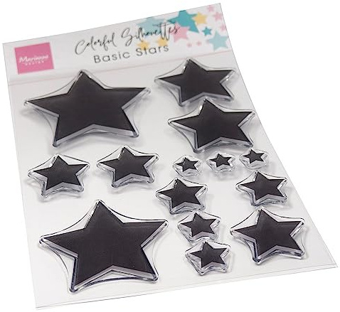 Marianne Design Clear Silikonstempel, Bunte Silhouette - Einfache Sterne, zum Stanzen Bastelarbeiten und Präzision Stamping Papercrafts