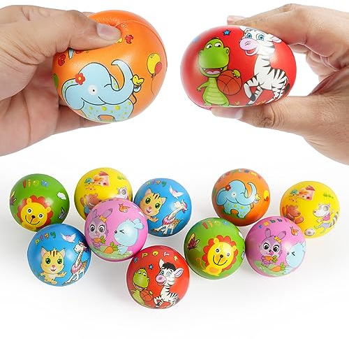Ainiv Anti Stress Spielzeug Bälle, 12 Stück Tierbild Stressball, 6cm Schaum Stressabbau Bälle, Stressabbau Spielzeug für Erwachsene Mitgebsel Gastgeschenke Weihnachten