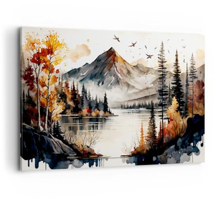 ARTTOR Wandbilder Dekoration Wohnzimmer Natur Sicht Berge Bilder auf Leinwand 120x80cm Leinwandbild Schlafzimmer Küche Deko Wand Kunstdruck Art Groß XXL Wanddeko Bild Wall Decor Canvas AA120x80-5783