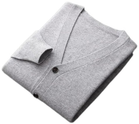 Suéter de cachemira para hombre, cárdigan de punto para otoño e invierno, color liso, de manga larga, chaqueta superior, color gris, talla XL