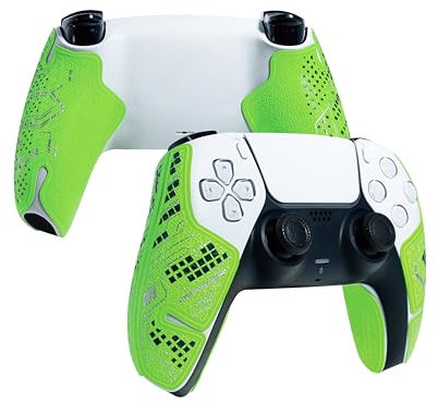 Controller Grips for PS5 DualSense,Compatible with PlayStation Portal, Skin kit,Anti-Skid, Multi-Texture, Sweat Absorption, Pre-Cut Grips Tape, by SHADOW BOOLT (Green, Silver & Black)