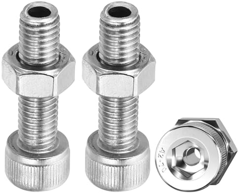 PATIKIL M8x30mm Hexagonal Tapón Tornillo, 3 Juego Cilíndrico Hueco Perno Tuerca Kit Lámpara Roscado Tornillos Pasante Agujero Sujetadores, 304 Inoxidable Acero