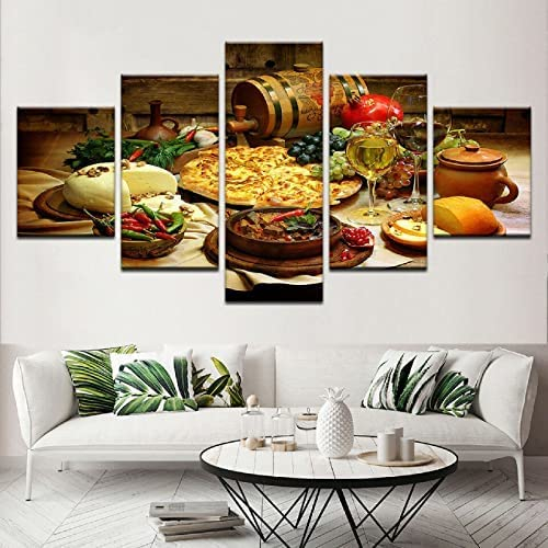 Bild Auf Leinwand - Leinwandbild - Restaurant Küche Essen Obst - Wand Bild - Wanddeko - Leinwanddruck - Bilder - Kunstdruck - Leinwand Bilder - Wandkunst Ohne Rahmen 200 X 100 Cm Für Wohnzimmer Hotel