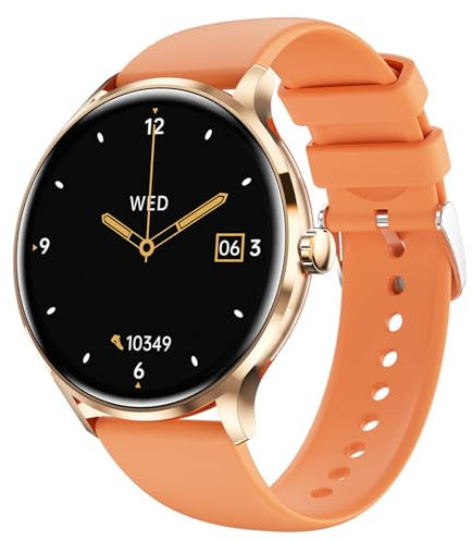 QESTO Kmccd Inteligente Mujer con Llamadas Bluetooth, Smartwatch Hombre Deportivo con Pulsómetro Monitor Sueñode, 3.5 cm HD Militar Smart Watch para Android iOS, Negro