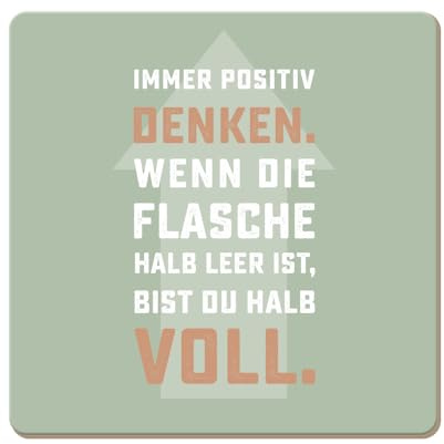 Grafik Werkstatt lustiger Untersetzer aus Kork | Immer positiv Denken, Bunt