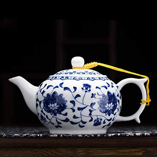 sjdoPulse Tetera Esmaltada De Cerámica, Juego De Té Y Tetera De Kungfu, Olla Individual Pequeña, Neumáticos De Porcelana Azul Y Blanca De Poca Capacidad, Bajo Vidriado