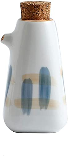 Bidon d'huile Bouteille d'olive ou de vinaigre anti-fuite, bouteille distributrice d'huile d'olive - Bouteilles distributrices d'huile et de vinaigre en céramique avec bouchons en liège - Bouteille d