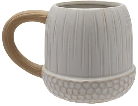 Widdop and Co - Country Living – Tasse en céramique émaillée blanche en forme de gland pour le thé et le café. Décoration d'intérieur pour accueil, dîner et fêtes pour les amoureux des animaux et de