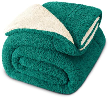 Exclusivo Mezcla Coperta in Pile Spessa e Reversibile per Letto e Divano, Calda e Morbida per Tutte le Stagioni, 220 x 240 cm, Blu petrolio/Avorio