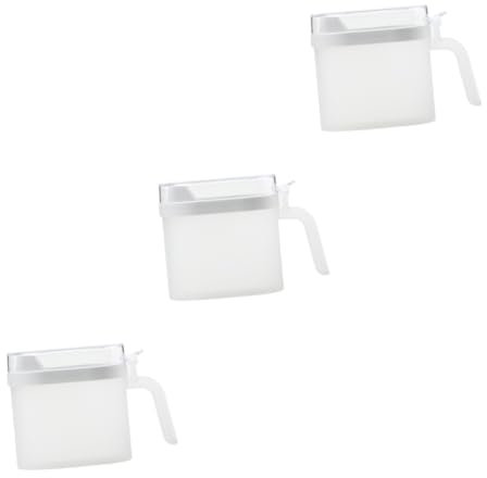 Amosfun 3 Pièces Bidon D'huile En Plastique Marmite à Huile Distributeur D'huile Et De Vinaigre Bouteille De Burette De Sauce Récipient à Graisse De Bacon Huilier Blanche Ldpe Réutilisable
