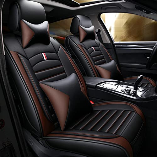 Maipula Sitzbezüge Für Volkswagen Für Golf 3 5 6 7 Tour Variant 5-sitzer Allwetter Sitzauflage Kunstleder Autositzbezüge Schonbezüge Set für Vordersitze & Rückbank, Schwarzer und Kaffee