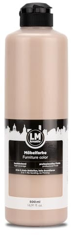 LM-Kreativ Colore per mobili, 500 ml, cappuccino, vernice per mobili ad alta copertura, per interni ed esterni, colore per mobili senza fiocchi, colore per cucina/fronte cucina, inodore e rispettoso