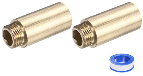 M METERXITY 1-Set Shower Head Extension Arm, Brass G1/2 Male to Female Extension Pipe Fitting Adapter with PTFE Thread Seal Tape for Shower/Faucet, Pipe Plumbing Coupler 2.36/60mm 3pcs