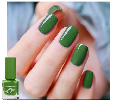 Grass Green Nail Polish, Pure Green Nail Varnish, Spring Quick Drying Longlasting No UV Need Nail Polish for Festival DIY Nail Art Manicure at Home Salon, Gift for Women