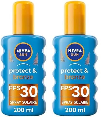 NIVEA SUN Spray solaire activateur de bronzage Protect & Bronze FPS 30 (1 x 200 ml), huile solaire avec protection UVA/UVB pour un hâle naturellement bronzé, crème solaire bronzage (Lot de 2)