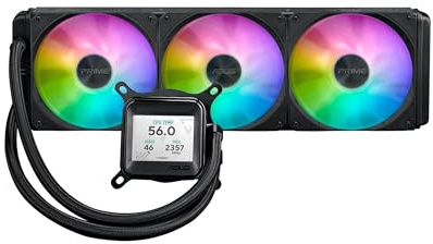 ASUS Prime LC ARGB LCD All-in-One CPU Liquid Cooler with Sharp Screen Displaying CPU and GPU Information with Different Backgrounds, High Performance Pump with Robust Motor