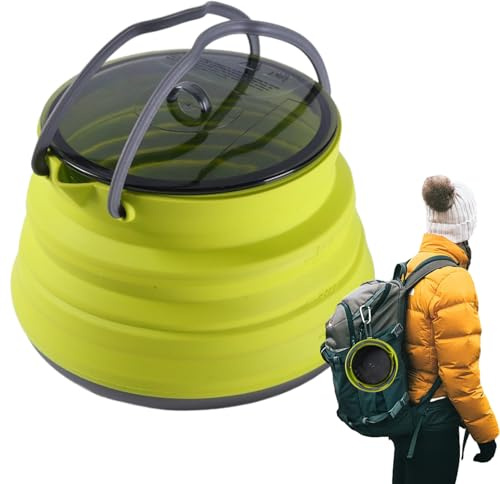 Silikon-Camping-Kochtopf, faltbarer Kaffeekessel, 1,5 l Wasserbehälter mit großem Fassungsvermögen, kompaktes faltbares Design, Outdoor-Kochausrüstung, ideal für Wandern und Reisen