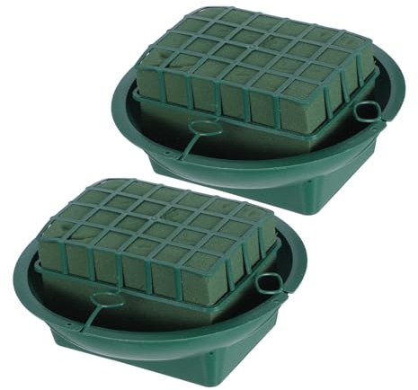 Toyvian 2Pcs Green Floral Bowls with Wet Foam for Flower Arrangements for Dried and Artificial Flowers Stable Fixation Versatile Use Home Decor for Weddings