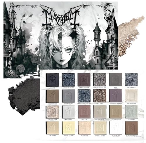 24 Colors Smokey Eyeshadow Palette, Grey Eyeshadow, Black Eyeshadow Palette, Gothic Makeup, Highly Pigmented Pearlescent Base Black, White, And Gray Eyeshadow