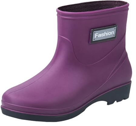 Generisch Bottes de pluie pour femme - Courtes - En caoutchouc - Antidérapantes - Imperméables - Chaudes - Confortables - Pour l'extérieur, le jardinage, l'agriculture, la pêche