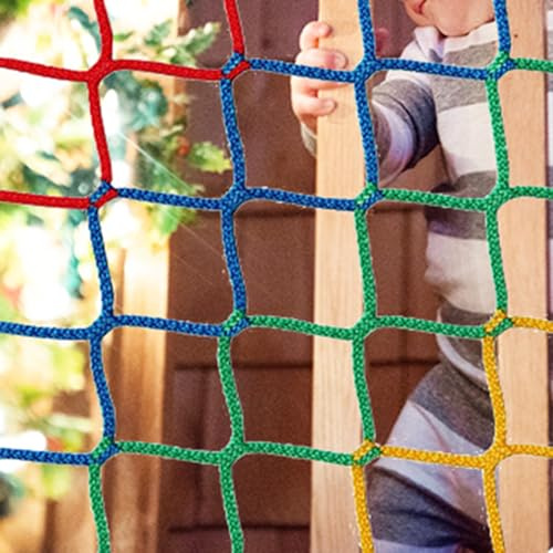 QHLTY Filet Corde Garde Corps 5×5, Barrière Sportive, Grille De Décoration pour L'extérieur, Jardin, Baseball, Fête, Sports, Loft(Colored,4.92x13.12ft)