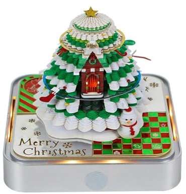 Calendario da scrivania 2026 con luce LED, scultura dell'albero di Natale 3D a strappo, blocco note in C regalo intaglio carta