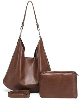 Women's PU leather large capacity retro handbag with adjustable shoulder strap crossbody bag, new tote bag, wallet (brown)