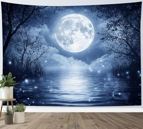 Arazzo da Parete Luna 240x260 cm Arazzo Extra Grande Vista Notturna Arazzi Morbido Tessuto in Microfibra Decorazione per Camera da Letto Soggiorno, dormitorio a/3400
