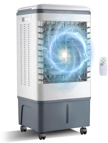 Condizionatore Portatile Senza Tubo Evaporativo, Ampio Serbatoio da 20 Litri, Flusso d'Aria 2000 m³/h, Velocità Max 6.3 m/s, Basso Consumo Energetico, Ideale per Stanze Medie