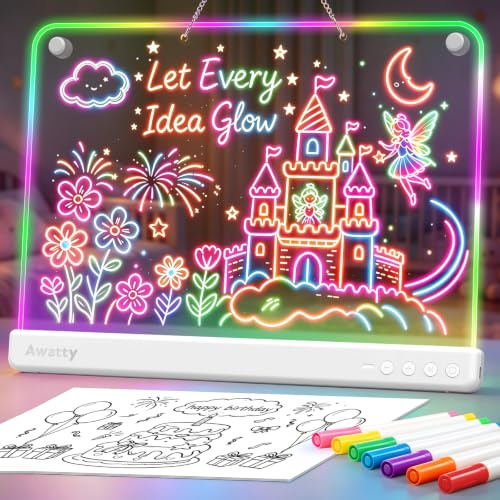 Awatty Pizarra LED Luminosa de Dibujo, Juguete y Regalo Infantil (Blanco)