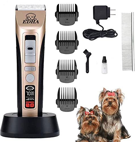 EDHA Hundeschermaschine - Tierhaarschneidemaschine Kit 5-Gang Schermaschine für Hund Katzen Drahtlose Tierhaartrimmer Tierschermaschine Haarschneidemaschine Hund Katze