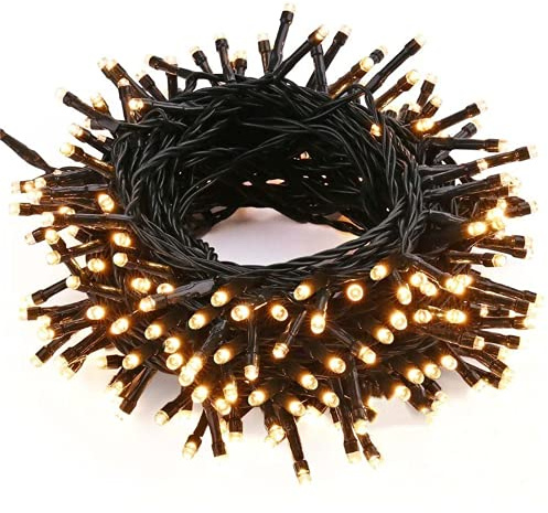 BrizLabs Noël Guirlande Lumineuse Intérieur et Extérieur, 10M 100 LED Lumière Noel Électrique 8 Modes Etanche Blanc Chaud Guirlande Décorative pour Sapin de Noël Chambre Jardin Festival Halloween