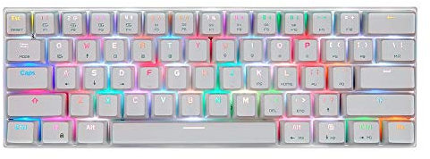 HMTE Teclado Teclado para Juegos Bluetooth USB con Cable Interruptor de Modo Dual RGB mecánico (Color : White, Size : Blue Switch)