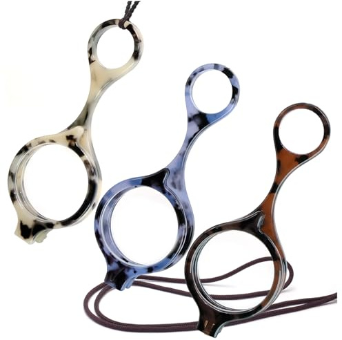 Sehnsucht 3 Pairs Necklace Reading Glasses Pendant Lightweight Portable Anti-loss Magnifying Glass Handheld Hanging Readers for Women White Blue Tortoise 3303 3.00