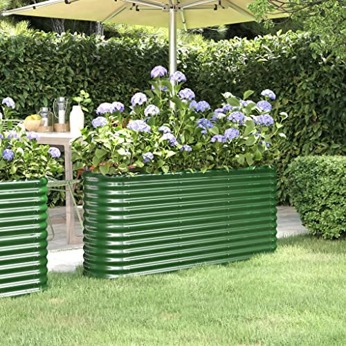 WIFESE 152 x 40 x 68 cm Maceta de acero con recubrimiento en polvo verde maceta grande de metal jardinera grande para exteriores macetas grandes macetas para plantas maceta alta maceta grande maceta