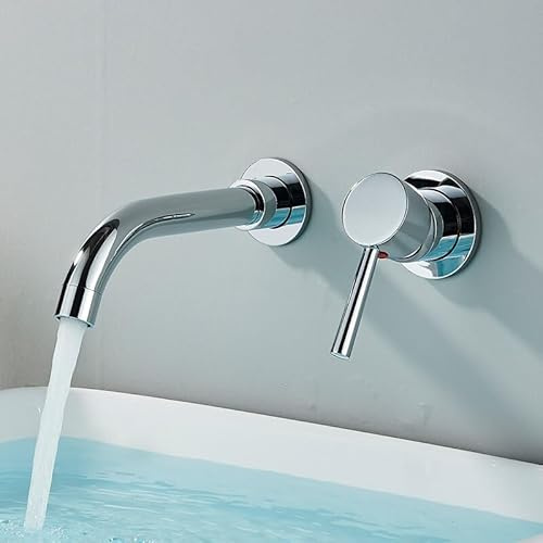Brushed Gold Basin Faucet Concealed Wall Mounted Faucet Tap 360 Rotation Single Handle Hot Cold Water Bath Mixer Tap (Color : Cromo)