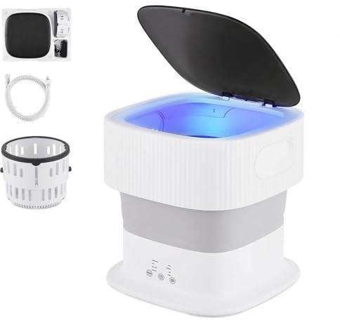 Portable Washing Machine Foldable, Portable Washing Machine Mini Washer 9L with 60w High Power, 350RPM Compact Portable Washing Machine for Apartment,RV,Travel,Underwear