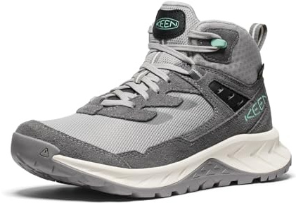 KEEN Women's Hightrail Mid Height Durable Lightweight Breathable Leather Waterproof Hiking Boots, Alloy/Lichen, 3