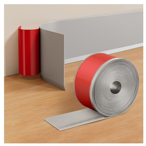 INMOZATA Flexible Skirting Board Covers Self Adhesive 10cm Wide Skirting Board Trim Vinyl Baseboard Molding Trim Peel and Stick Wall Moulding for Floor Base Cove Base Wall Base(Grey,6M)