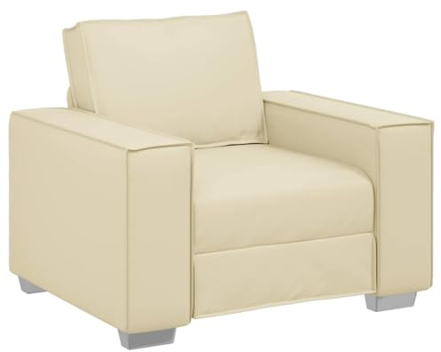 vidaXL Poltrona Sofa Crema 100 cm Pelle Sintetica, Soggiorno moderno, divano rettangolare confortevole, divano in pelle sintetica resistente, lounge ergonomica, mobili chic per casa urbana