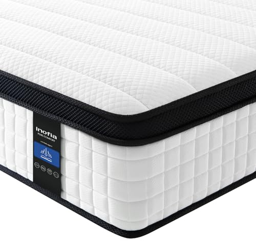 Inofia King Size Mattress, 12 Inch Hybrid Mattress with Medium Firm Feel