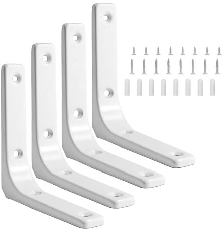 4 mollette da parete a forma di L, 4 x 4 pollici, in metallo ad alte prestazioni, per progetti artigianali, con viti di fissaggio