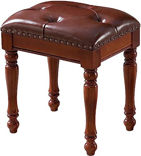 WDCDYQDH Klavierhocker, Klavierhocker, Frisiertischhocker, Klavierhocker aus Holz, gepolsterter Frisiertischhocker (Null braun) (braun)