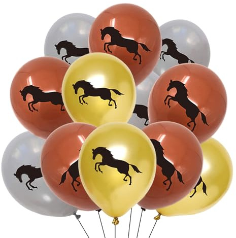 Ovanda 30 Stück Pferd Thema Luftballons,12 Zoll Latex Ballons,Western Cowboy Partydeko,Western Cowgirl Partydeko,Pferde Geburtstagsdeko Ballon Junge Mädchen,Pferderennen Thema Deko,Pferd Party Zubehör