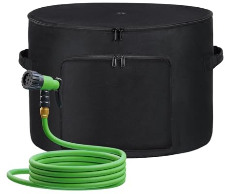 Zasdvn Pot de rangement pour tuyau d'arrosage, sac de rangement pour tuyau de 46 m, accessoires de jardin pour intérieur et extérieur, jardin, balcon, chemin, allée, côté piscine, entrepôt
