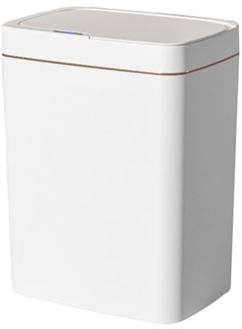 Automatisk Papperskorg med Smart Sensor 15/18L Smart Sensor Papperskorgen Sovrum Kök Sopbehållare Auto Motion Badrum Toalettsoptunna Beröringsfritt Skräp(Charge-white-gold-)