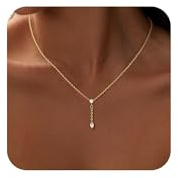 Mesaro Long Necklaces for Women,Gold Dainty Necklace,Y-Shaped 14K Gold Plated Pendant Jewlery,Birthday Gifts for Girls,Fashion Jewelry